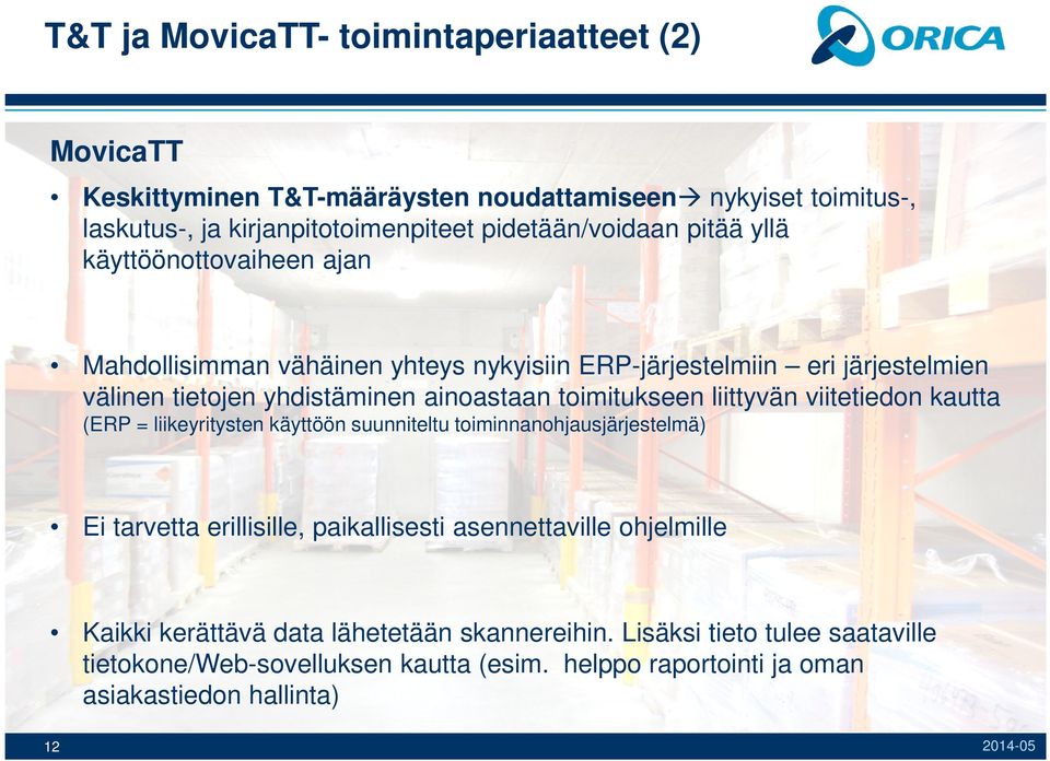 liittyvän viitetiedon kautta (ERP = liikeyritysten käyttöön suunniteltu toiminnanohjausjärjestelmä) Ei tarvetta erillisille, paikallisesti asennettaville ohjelmille