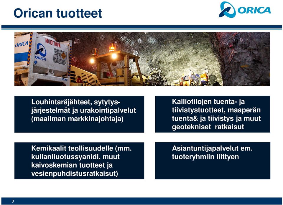ja muut geotekniset ratkaisut Kemikaalit teollisuudelle (mm.