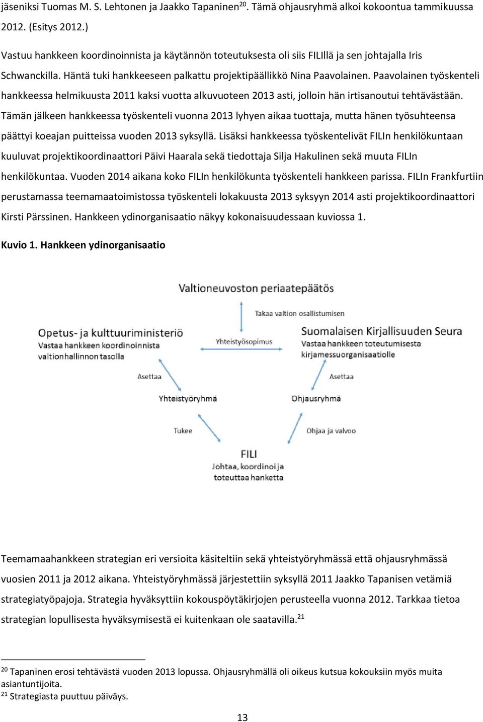 Paavolainen työskenteli hankkeessa helmikuusta 2011 kaksi vuotta alkuvuoteen 2013 asti, jolloin hän irtisanoutui tehtävästään.
