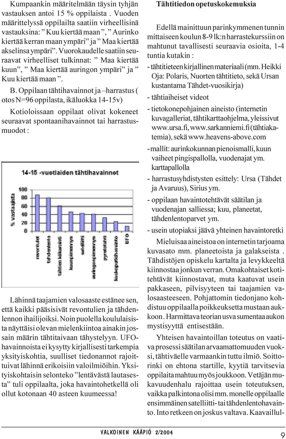 Vuorokaudelle saatiin seuraavat virheelliset tulkinnat: Maa kiertää kuun, Maa kiertää auringon ympäri ja Kuu kiertää maan. B.