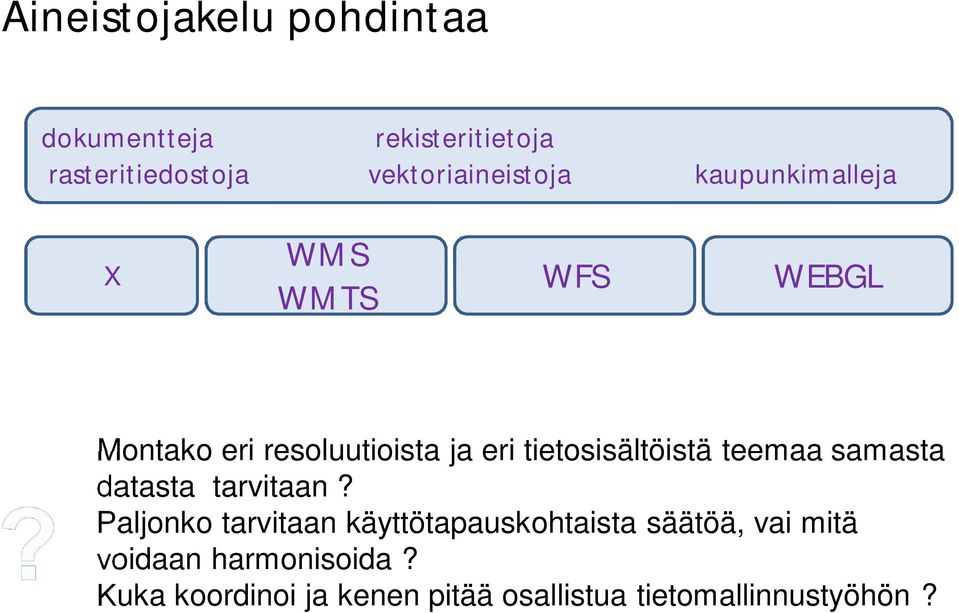 tietosisältöistä teemaa samasta datasta tarvitaan?