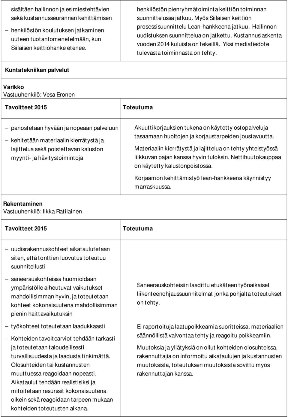 Kustannuslaskenta vuoden 2014 kuluista on tekeillä. Yksi mediatiedote tulevasta toiminnasta on tehty.