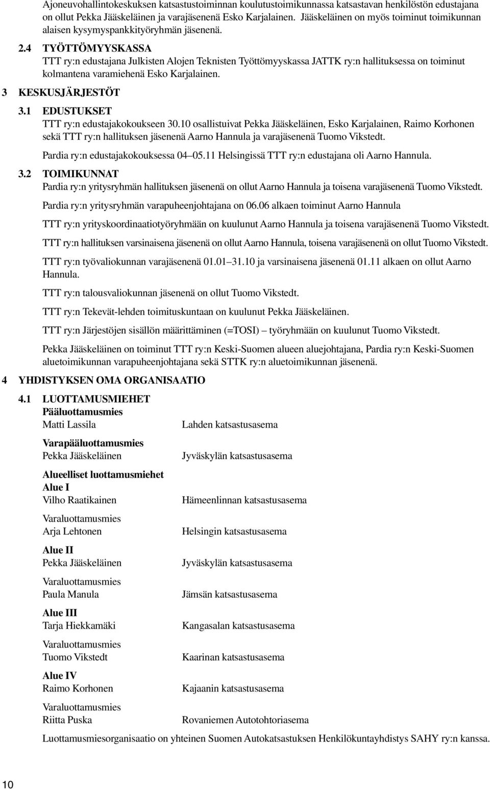 4 TYÖTTÖMYYSKASSA TTT ry:n edustajana Julkisten Alojen Teknisten Työttömyyskassa JATTK ry:n hallituksessa on toiminut kolmantena varamiehenä Esko Karjalainen. 3 KESKUSJÄRJESTÖT 3.