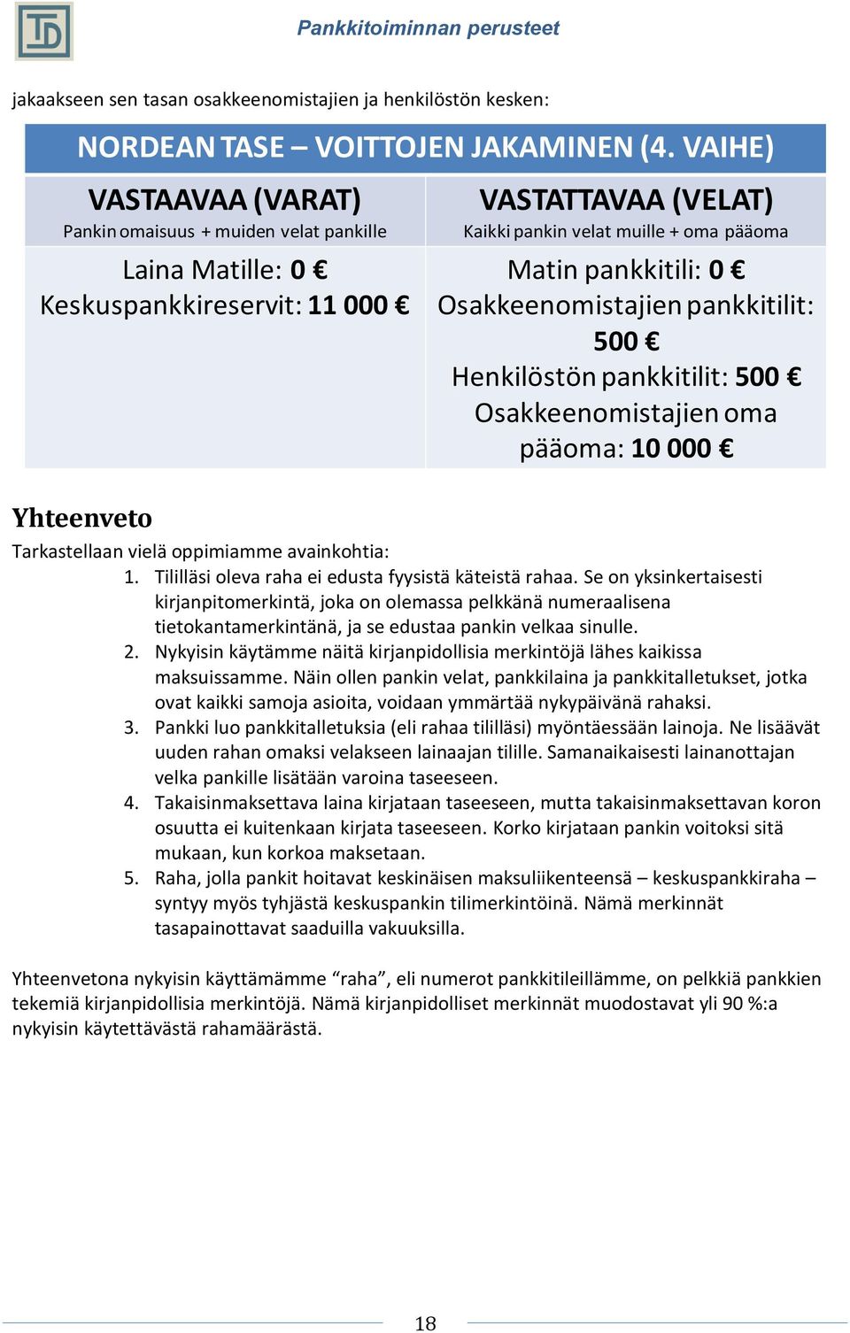 Tililläsi oleva raha ei edusta fyysistä käteistä rahaa. Se on yksinkertaisesti kirjanpitomerkintä, joka on olemassa pelkkänä numeraalisena tietokantamerkintänä, ja se edustaa pankin velkaa sinulle. 2.