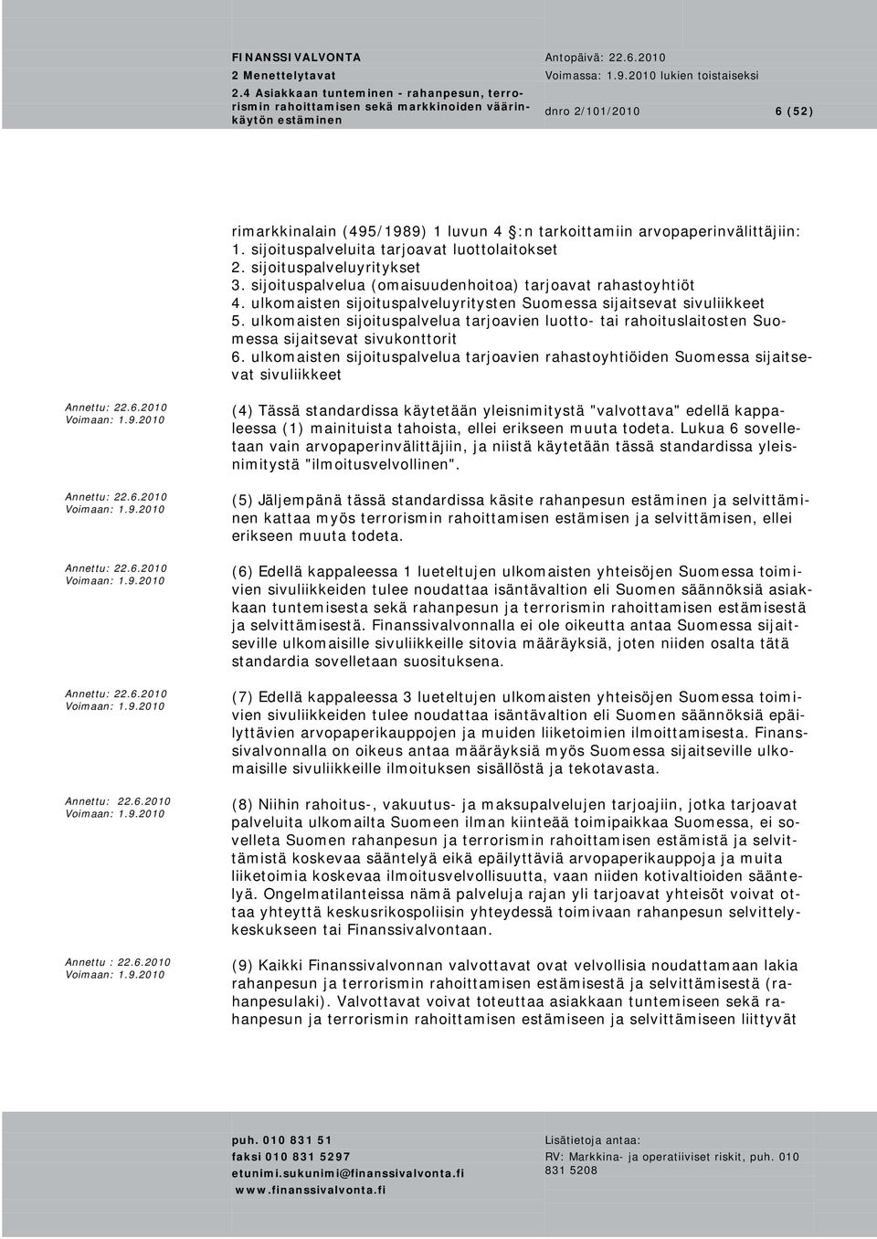 ulkomaisten sijoituspalvelua tarjoavien luotto- tai rahoituslaitosten Suomessa sijaitsevat sivukonttorit 6.