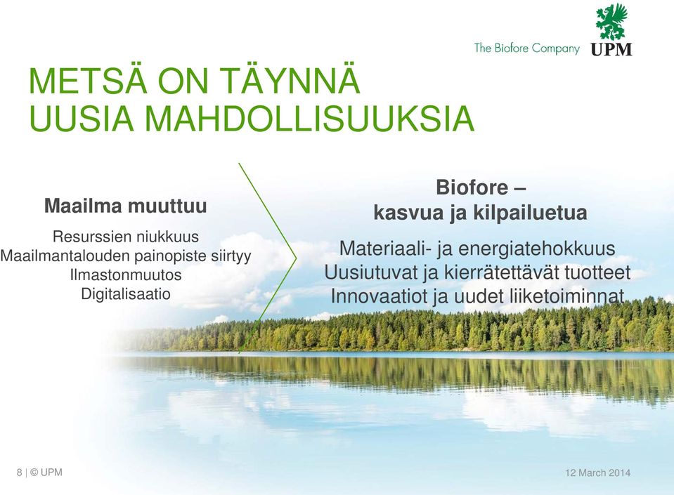 Digitalisaatio Biofore kasvua ja kilpailuetua Materiaali- ja