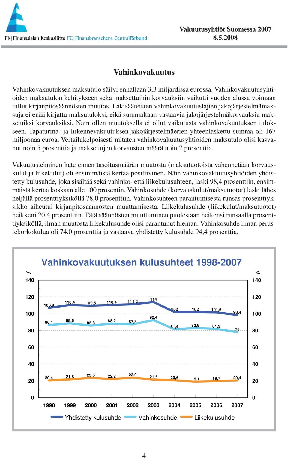 Lakisääteisten vahinkovakuutuslajien jakojärjestelmämaksuja ei enää kirjattu maksutuloksi, eikä summaltaan vastaavia jakojärjestelmäkorvauksia maksetuiksi korvauksiksi.