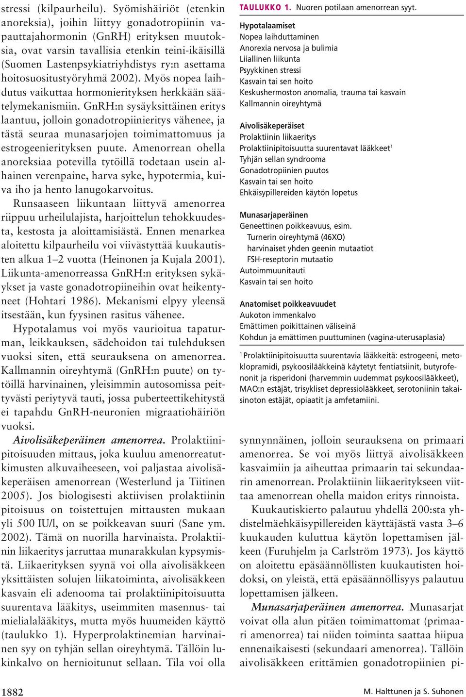 asettama hoitosuositustyöryhmä 2002). Myös nopea laihdutus vaikuttaa hormonierityksen herkkään säätelymekanismiin.