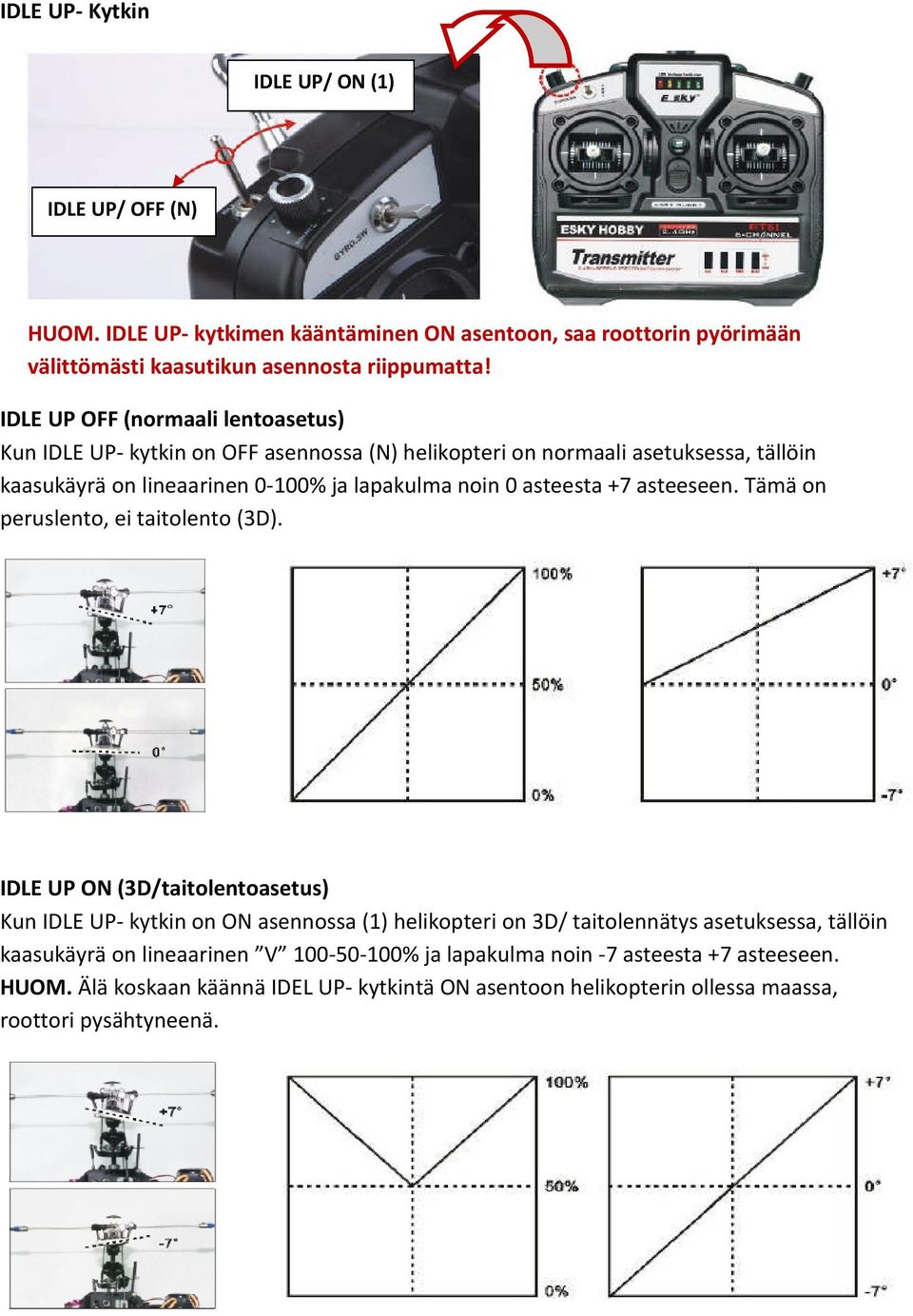 asteesta +7 asteeseen. Tämä on peruslento, ei taitolento (3D).