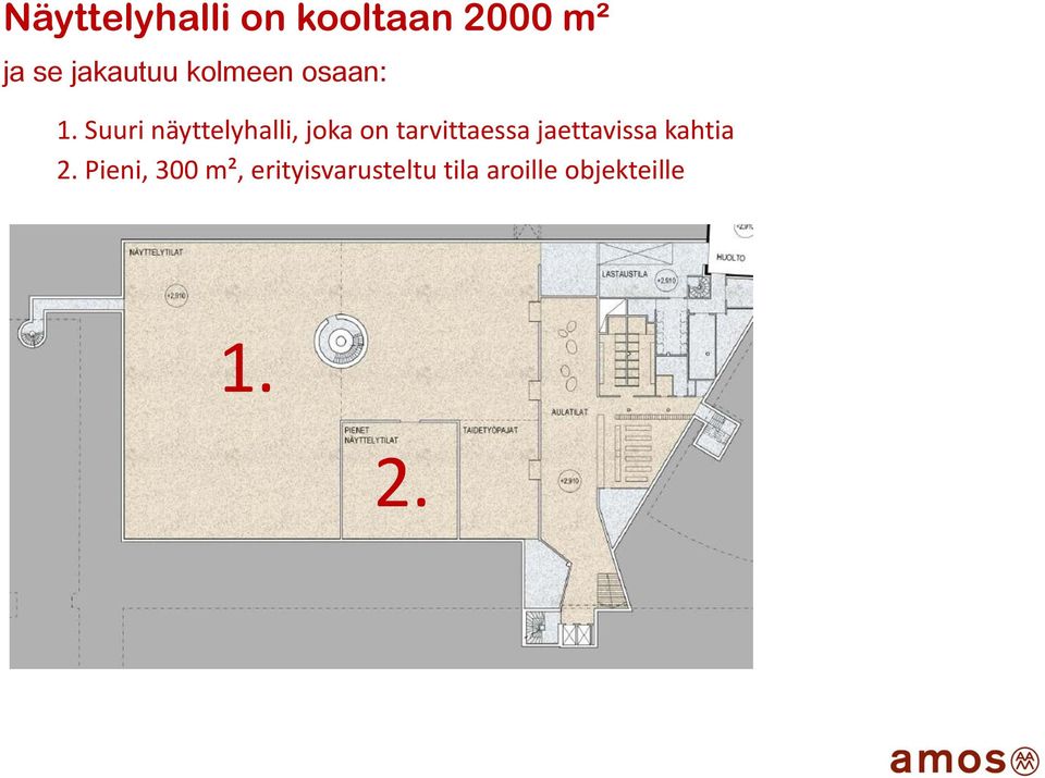 Suuri näyttelyhalli, joka on tarvittaessa