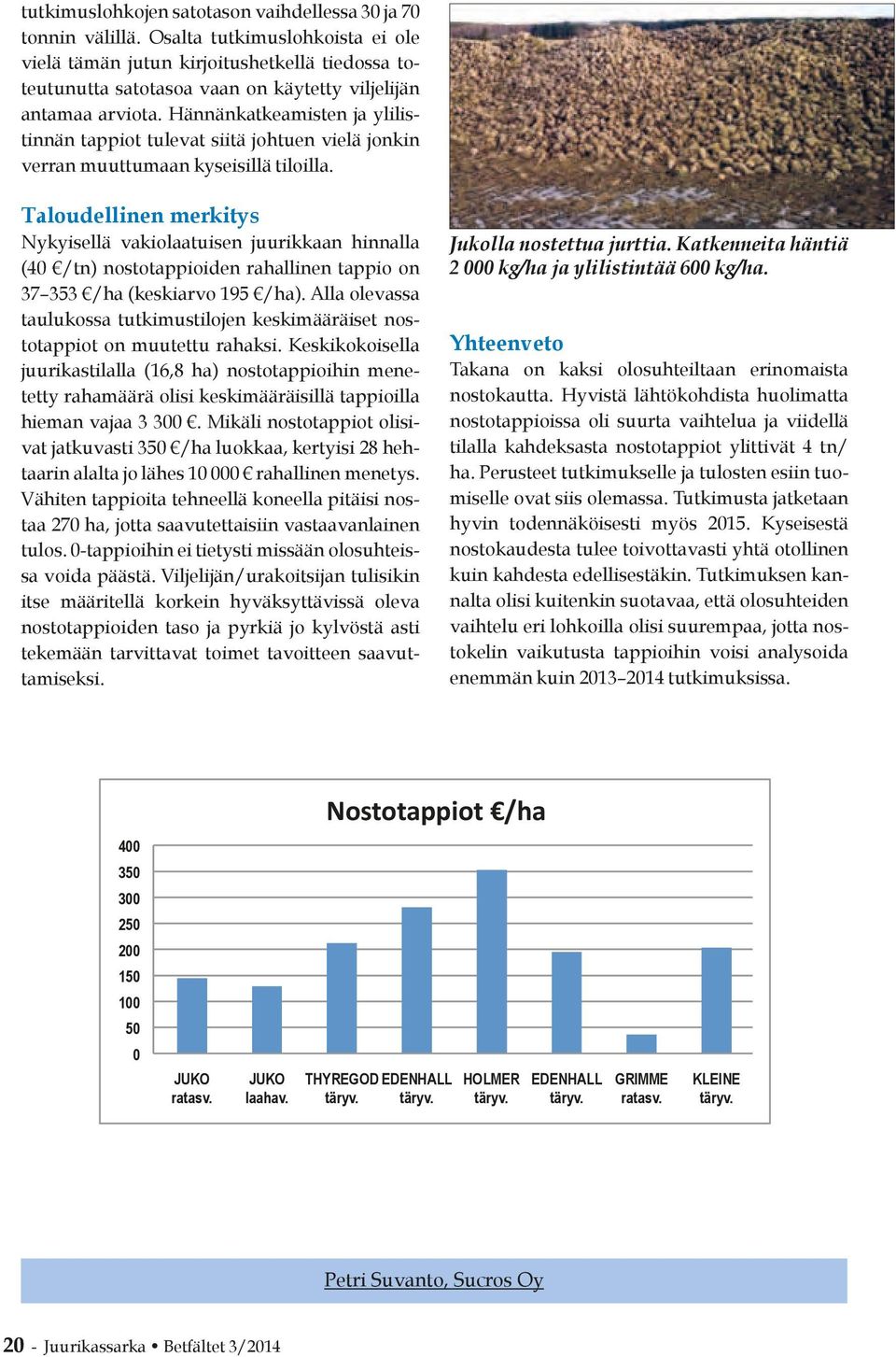 Hännänkatkeamisten ja ylilistinnän tappiot tulevat siitä johtuen vielä jonkin verran muuttumaan kyseisillä tiloilla.