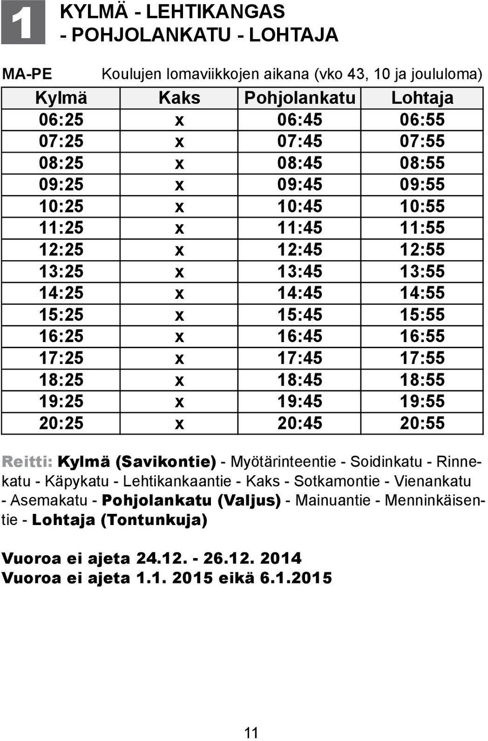 8:55 x 9:5 9:55 x 20:5 20:55 Reitti: Kylmä (Savikontie) Myötärinteentie Soidinkatu Rinnekatu SavikontieMyötärinteentieSoidinkatuRinnekatuKäpykatuLehtikankaantie Kaks Sotkamontie