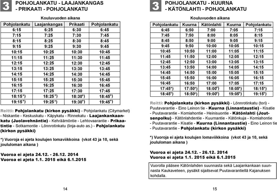 aikana Laajankangas Prikaati :0 :5 :0 :5 8:0 8:5 9:0 9:5 0:0 0:5 :0 :5 2:0 2:5 :0 :5 :0 :5 5:0 5:5 :0 :5 :0 :5 8:0*) 8:5*) 9:0*) 9:5*) Reitti: (Kirkon (kirkon pysäkki) pysäkki) (Citymarket)Niskantie