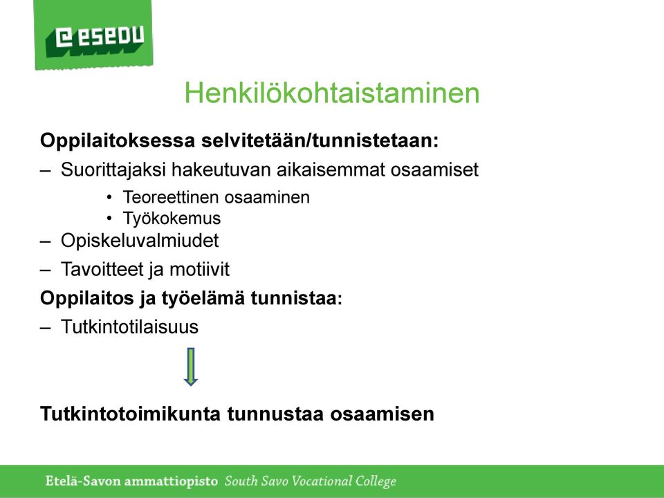 Opiskeluvalmiudet Tavoitteet ja motiivit Oppilaitos ja työelämä