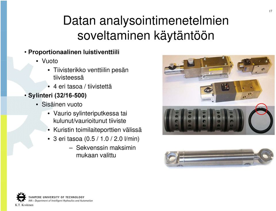 (32/16-500) Sisäinen vuoto Vaurio sylinteriputkessa tai kulunut/vaurioitunut tiiviste