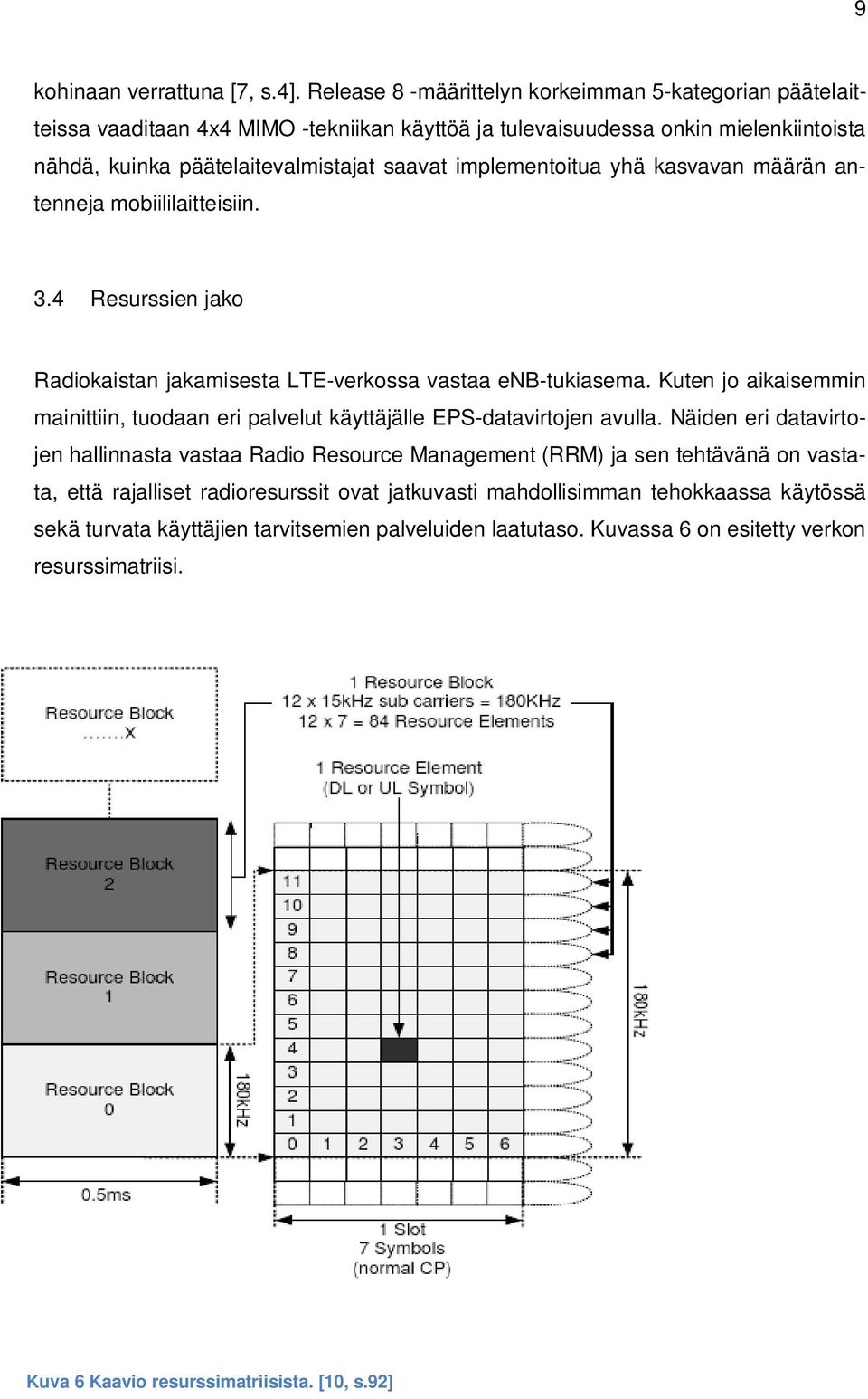 implementoitua yhä kasvavan määrän antenneja mobiililaitteisiin. 3.4 Resurssien jako Radiokaistan jakamisesta LTE-verkossa vastaa enb-tukiasema.