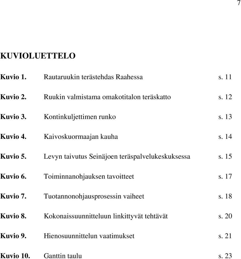 Levyn taivutus Seinäjoen teräspalvelukeskuksessa s. 15 Kuvio 6. Toiminnanohjauksen tavoitteet s. 17 Kuvio 7.