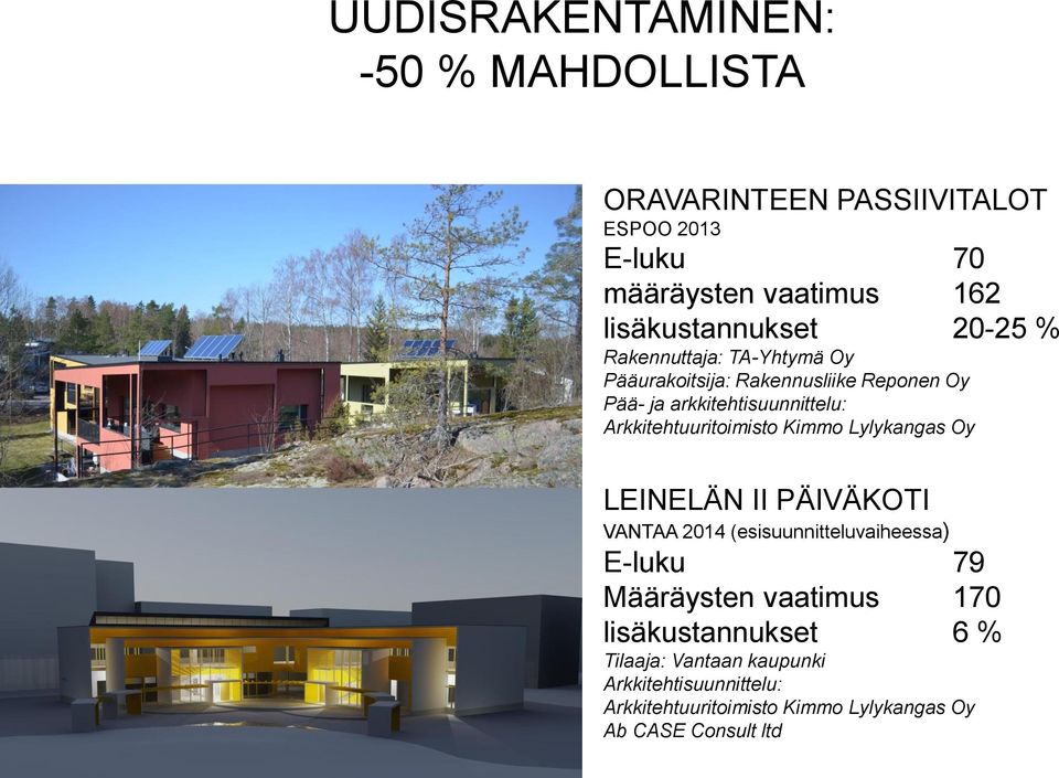 Arkkitehtuuritoimisto Kimmo Lylykangas Oy LEINELÄN II PÄIVÄKOTI VANTAA 2014 (esisuunnitteluvaiheessa) E-luku 79 Määräysten