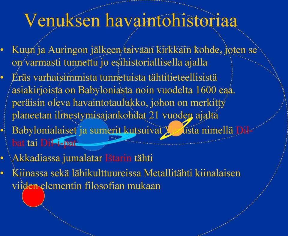 peräisin oleva havaintotaulukko, johon on merkitty planeetan ilmestymisajankohdat 21 vuoden ajalta Babylonialaiset ja sumerit kutsuivat