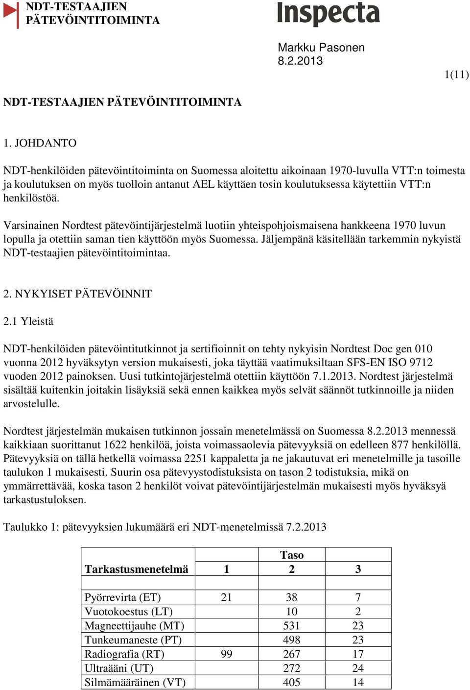 henkilöstöä. Varsinainen Nordtest pätevöintijärjestelmä luotiin yhteispohjoismaisena hankkeena 1970 luvun lopulla ja otettiin saman tien käyttöön myös Suomessa.