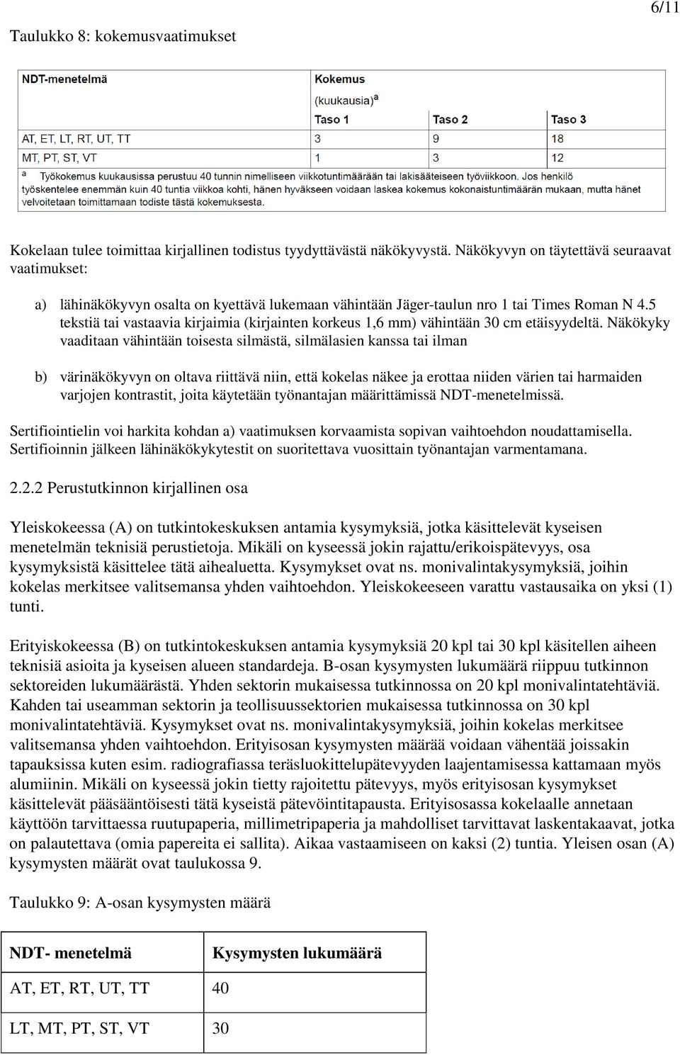 5 tekstiä tai vastaavia kirjaimia (kirjainten korkeus 1,6 mm) vähintään 30 cm etäisyydeltä.