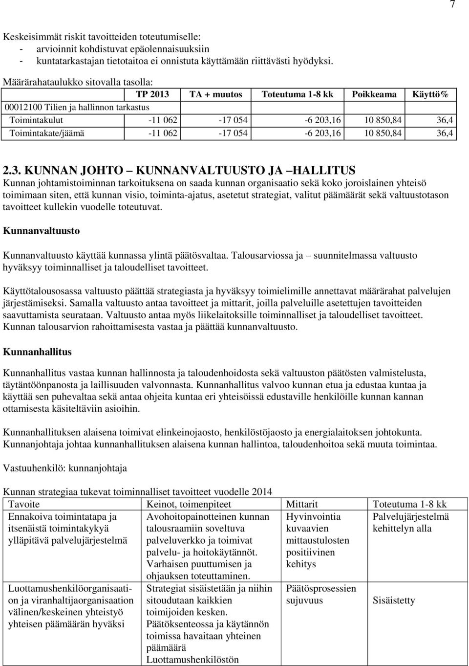 36,4 2.3. KUNNAN JOHTO KUNNANVALTUUSTO JA HALLITUS Kunnan johtamistoiminnan tarkoituksena on saada kunnan organisaatio sekä koko joroislainen yhteisö toimimaan siten, että kunnan visio,