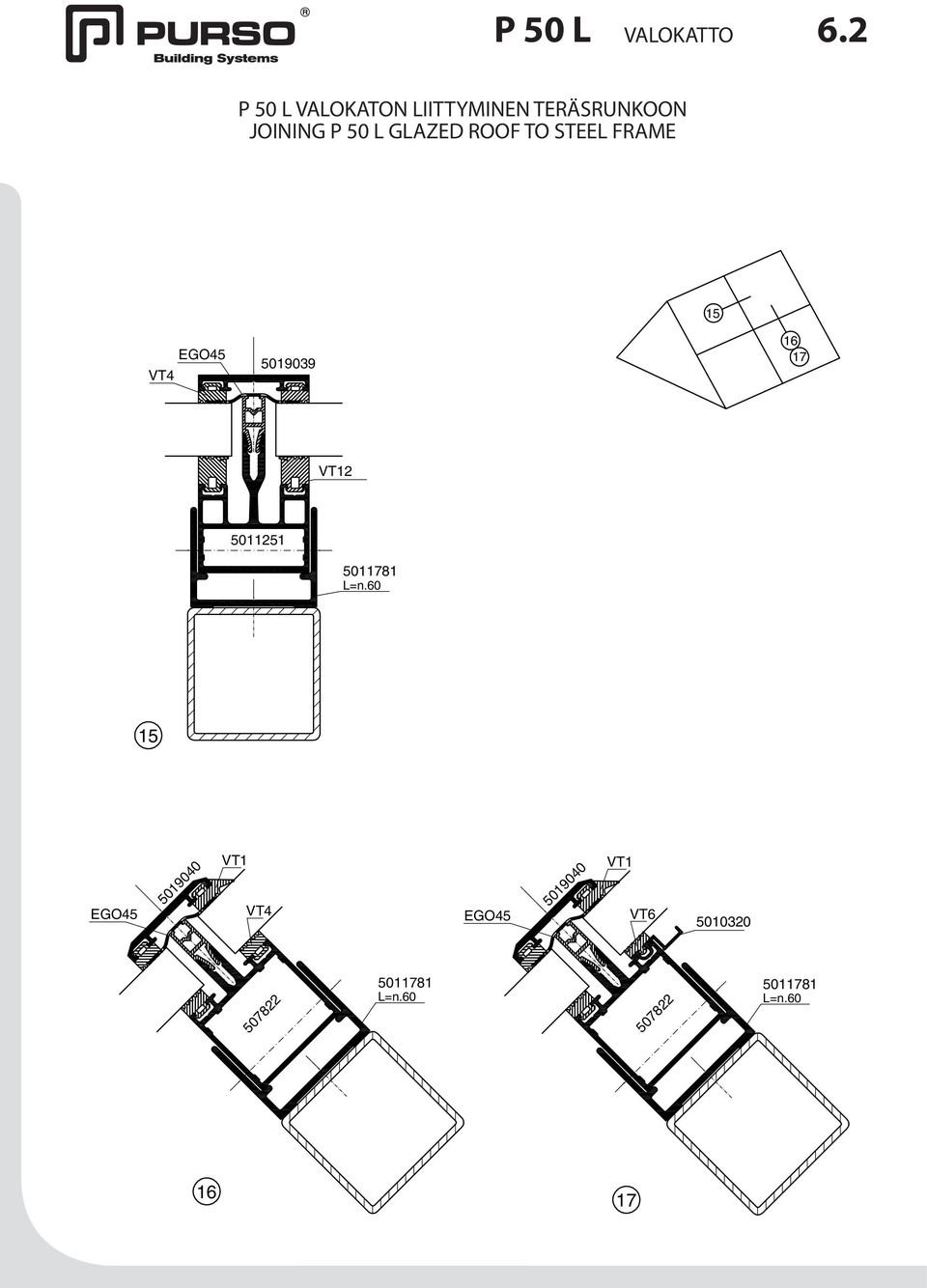 P L GLAZED ROOF TO STEEL FRAME 15 16 1 19039 VT12