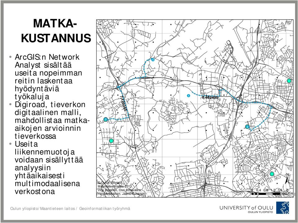 malli, mahdollistaa matkaaikojen arvioinnin tieverkossa Useita