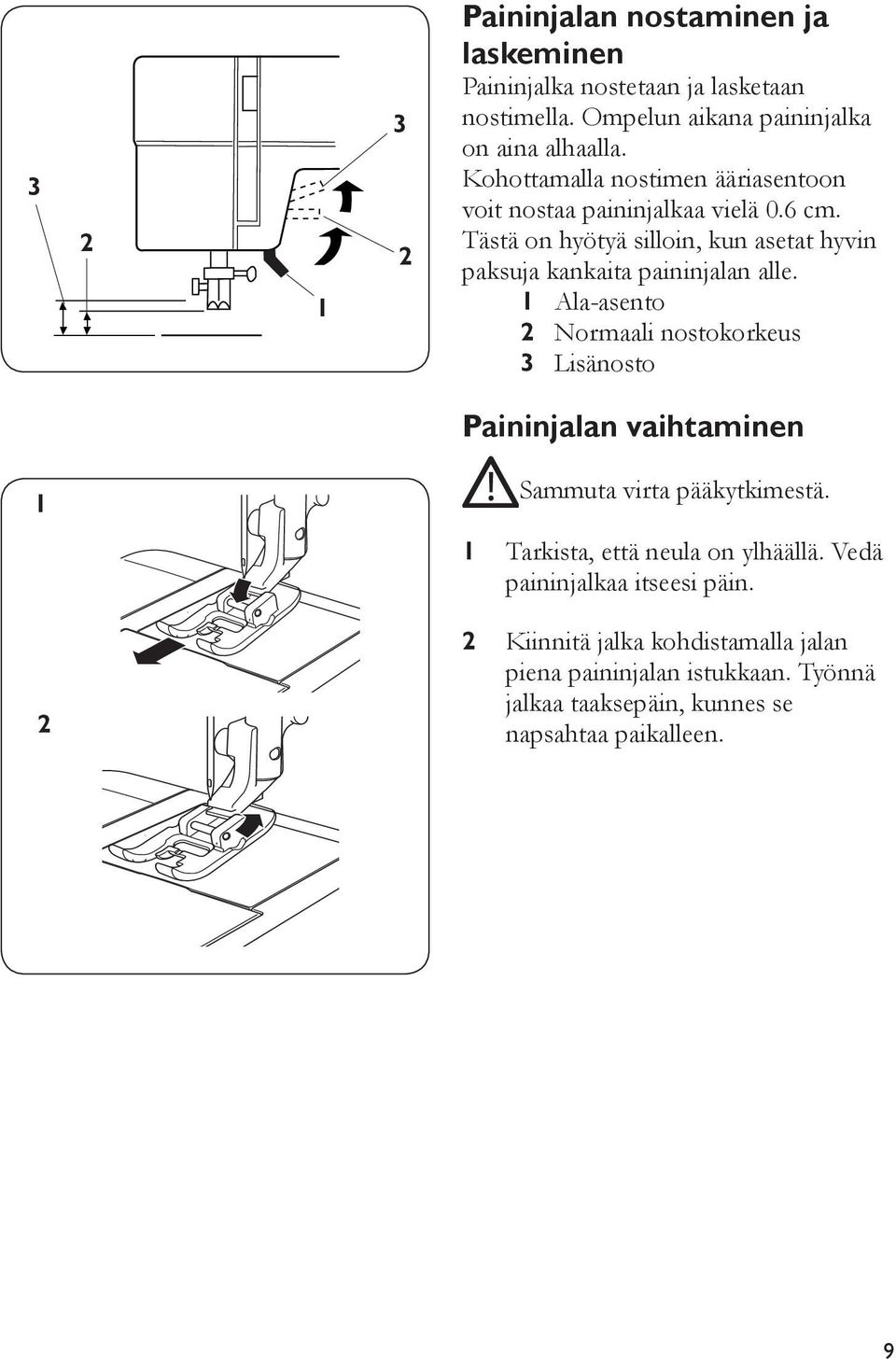 Tästä on hyötyä silloin, kun asetat hyvin paksuja kankaita paininjalan alle.