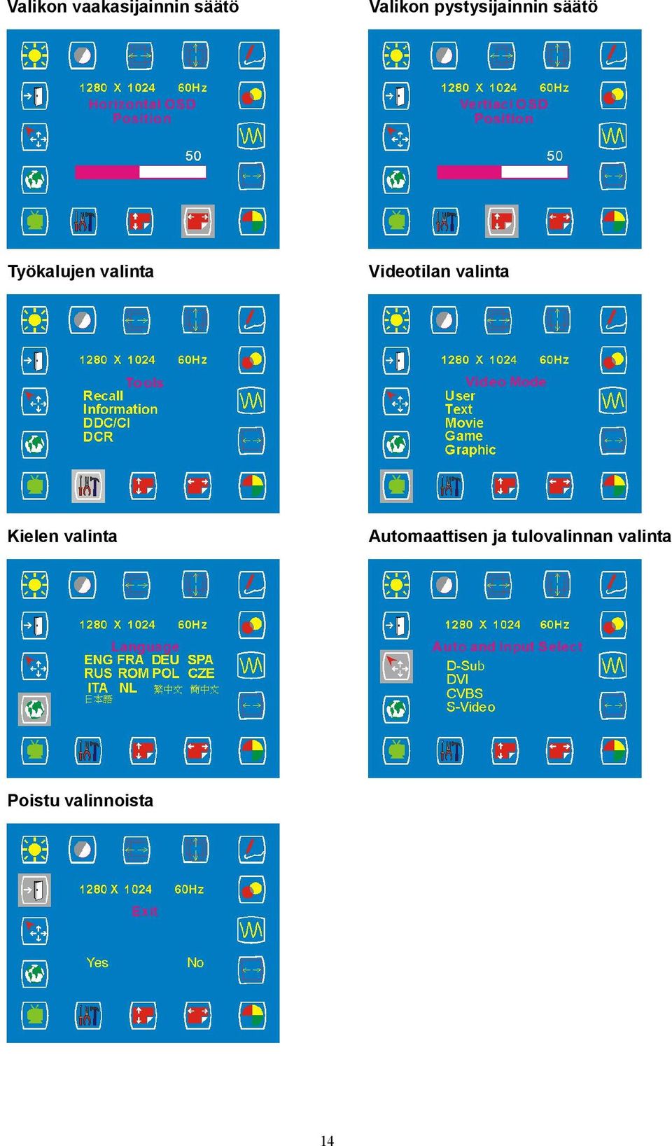 Videotilan valinta Kielen valinta