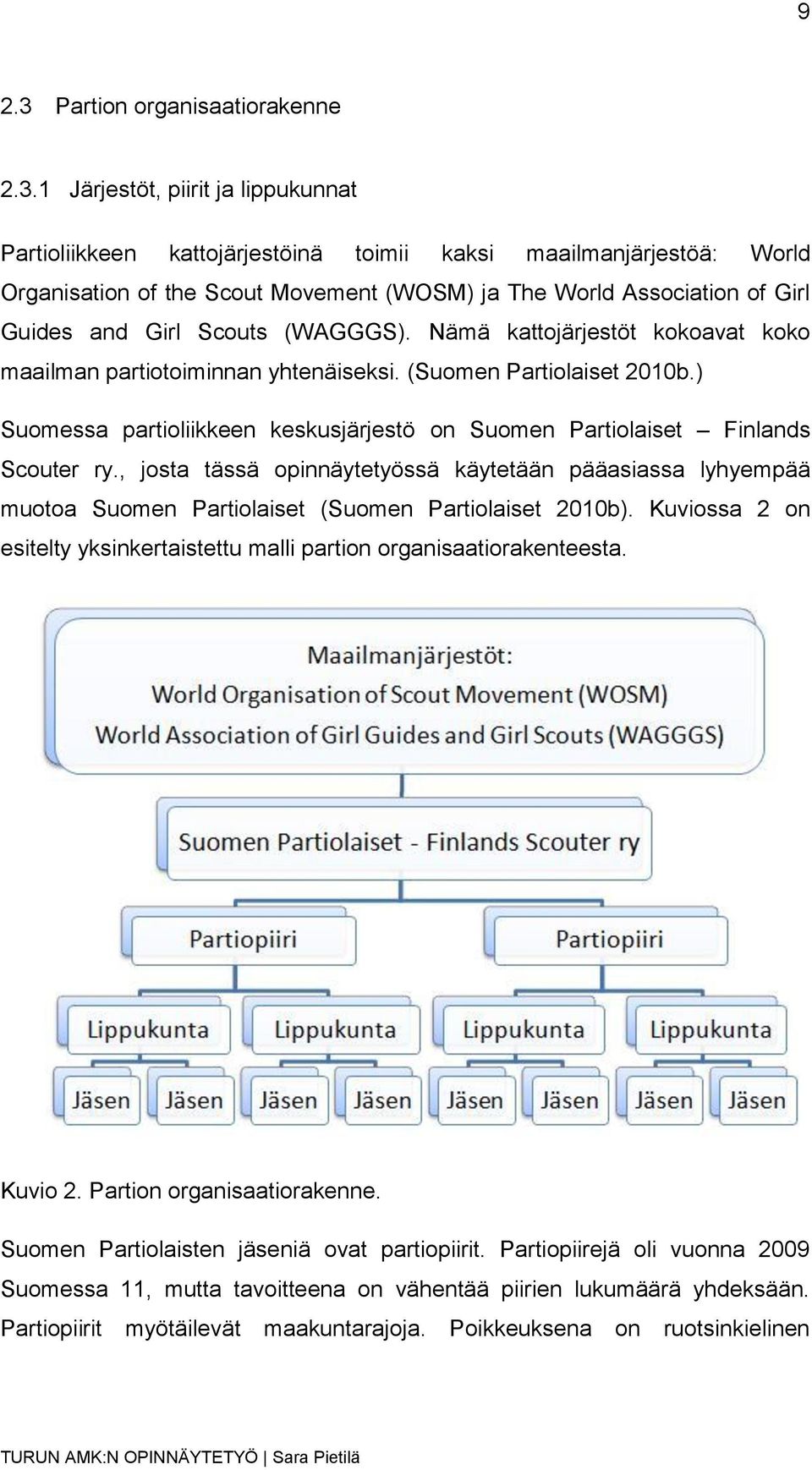 1 Järjestöt, piirit ja lippukunnat Partioliikkeen kattojärjestöinä toimii kaksi maailmanjärjestöä: World Organisation of the Scout Movement (WOSM) ja The World Association of Girl Guides and Girl