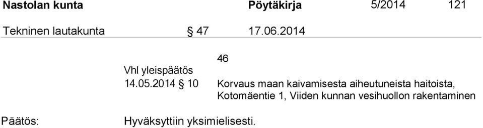 2014 10 Korvaus maan kaivamisesta aiheutuneista haitoista,