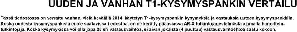 Koska uudesta kysymyspankista ei ole saatavissa tiedostoa, on ne kerätty pääasiassa AR-X