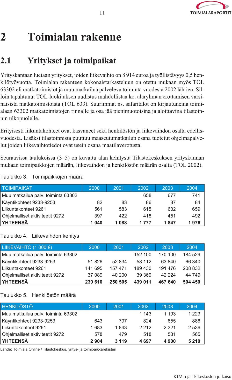 Silloin tapahtunut TOL-luokituksen uudistus mahdollistaa ko. alaryhmän erottamisen varsinaisista matkatoimistoista (TOL 633). Suurimmat ns.