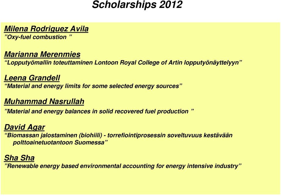energy balances in solid recovered fuel production David Agar Biomassan jalostaminen (biohiili) - torrefiointiprosessin