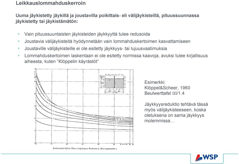 välijäykisteille ei ole esitetty jäykkyys- tai lujuusvaatimuksia Lommahduskertoimen laskentaan ei ole esitetty normissa kaavoja, avuksi tulee kirjallisuus