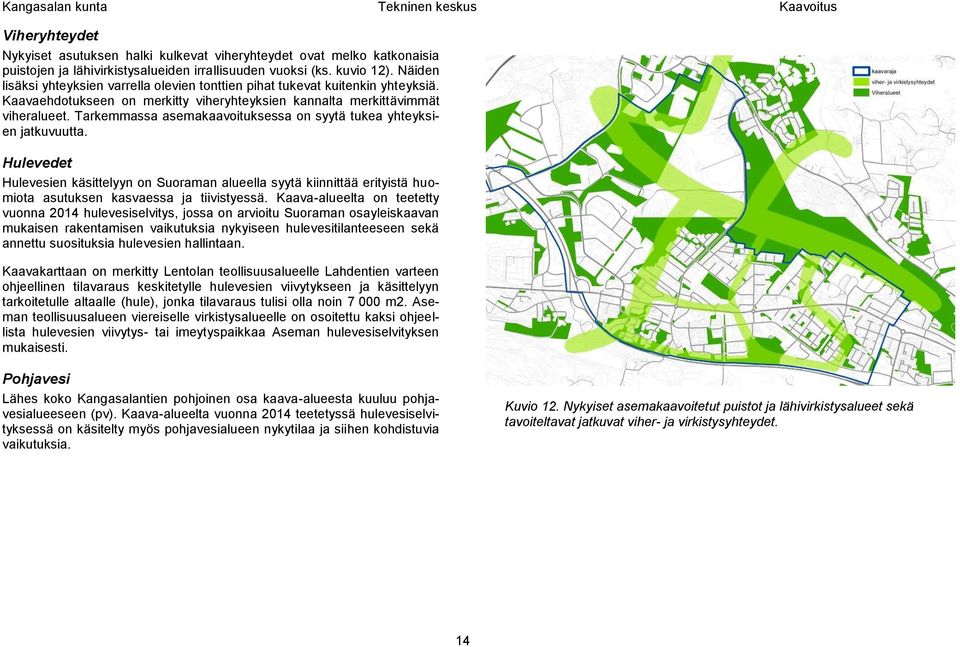 Tarkemmassa asemakaavoituksessa on syytä tukea yhteyksien jatkuvuutta. Hulevedet Hulevesien käsittelyyn on Suoraman alueella syytä kiinnittää erityistä huomiota asutuksen kasvaessa ja tiivistyessä.