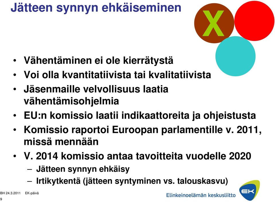 indikaattoreita ja ohjeistusta Komissio raportoi Euroopan parlamentille v. 2011, missä mennään V.