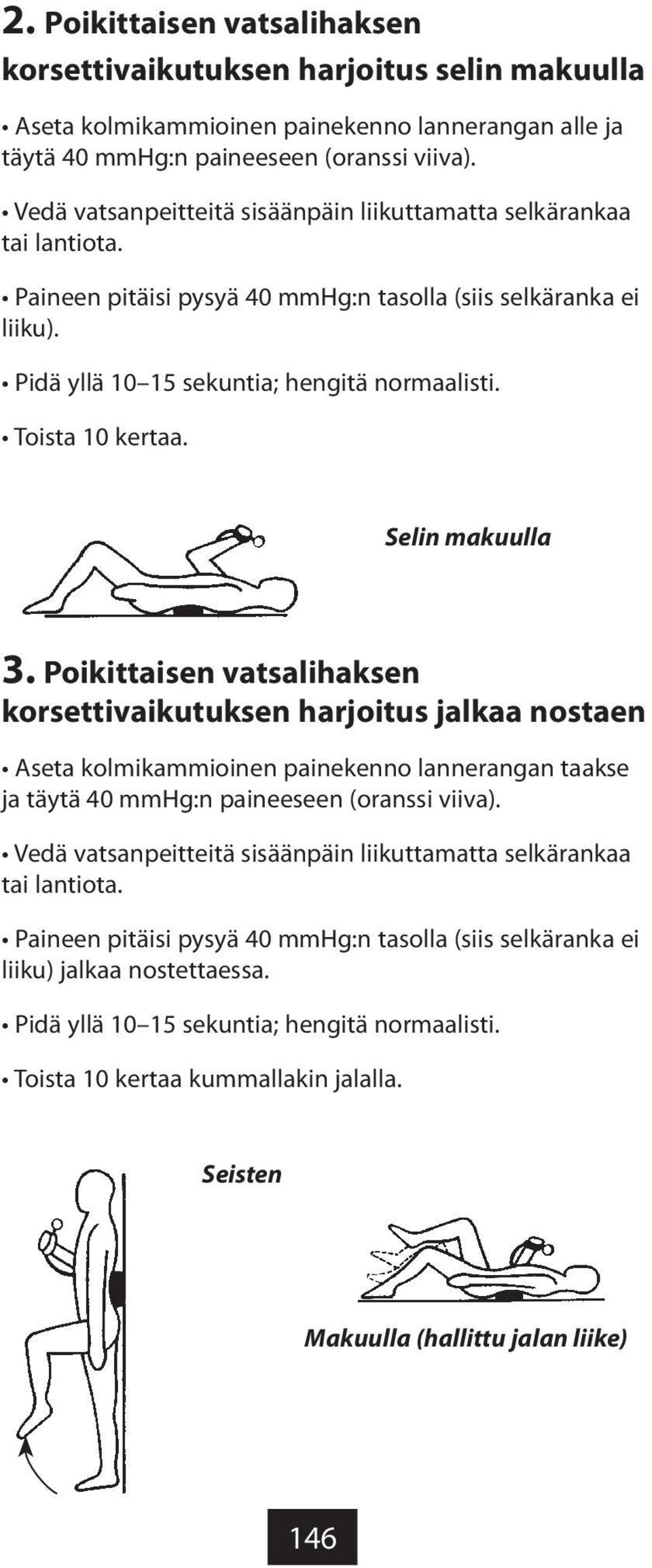 Toista 10 kertaa. Selin makuulla 3.