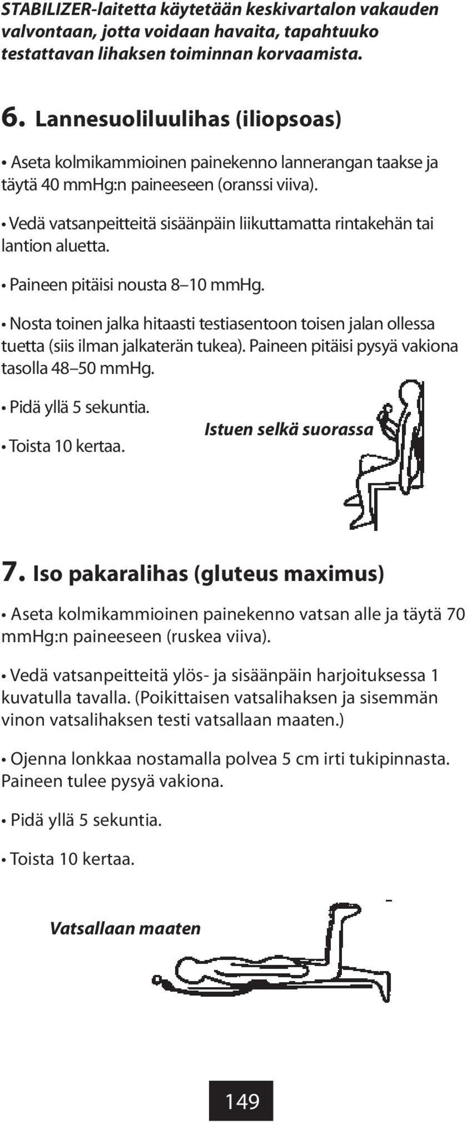 Vedä vatsanpeitteitä sisäänpäin liikuttamatta rintakehän tai lantion aluetta. Paineen pitäisi nousta 8 10 mmhg.