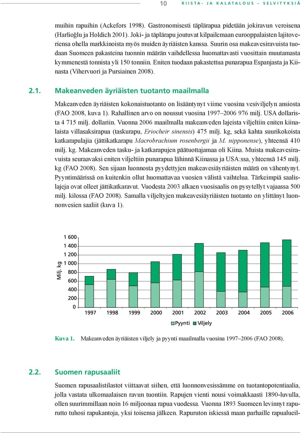 Suurin osa makeavesiravuista tuodaan Suomeen pakasteina tuonnin määrän vaihdellessa huomattavasti vuosittain muutamasta kymmenestä tonnista yli 150 tonniin.