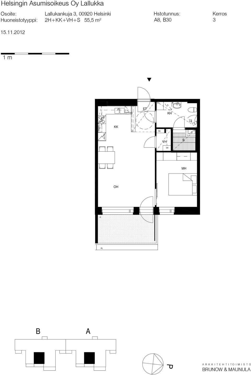 m² 8, 30 3 KÄYTÄVÄ/ ORRH. 3 3.