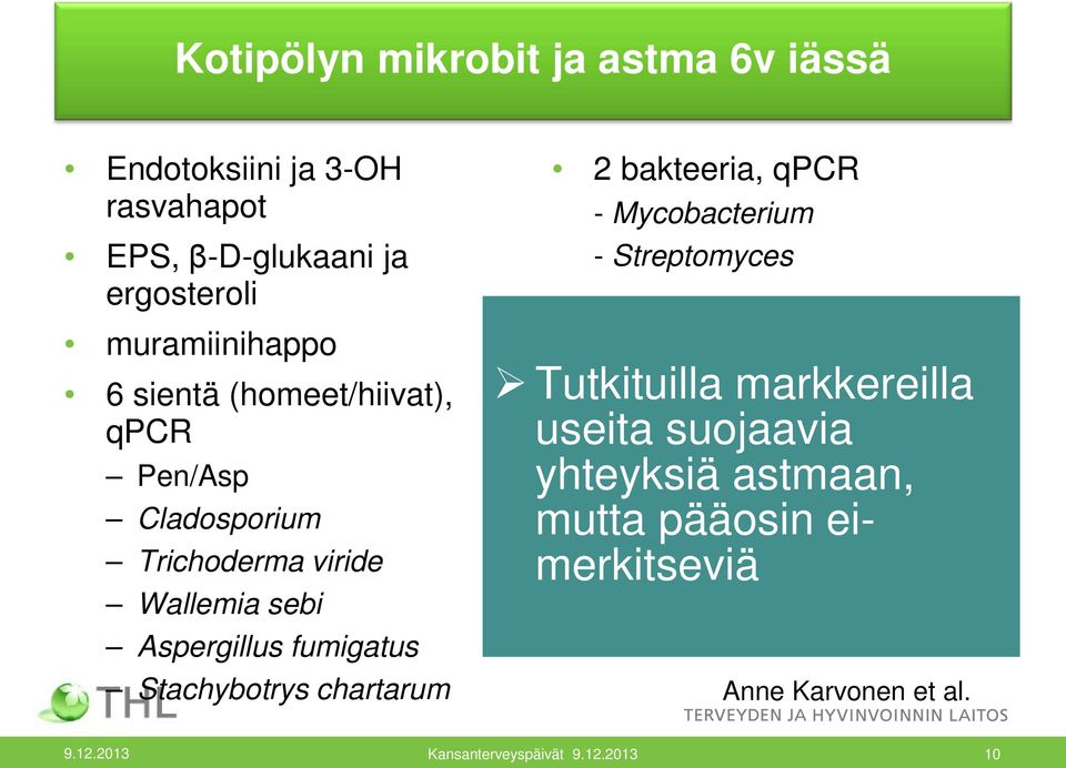 Aspergillus fumigatus Stachybotrys chartarum 2 bakteeria, qpcr - Mycobacterium - Streptomyces Tutkituilla