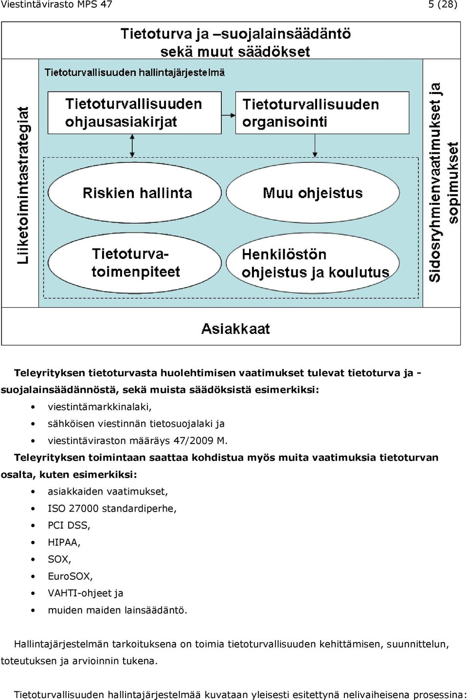 Teleyrityksen toimintaan saattaa kohdistua myös muita vaatimuksia tietoturvan osalta, kuten esimerkiksi: asiakkaiden vaatimukset, ISO 27000 standardiperhe, PCI DSS, HIPAA, SOX,