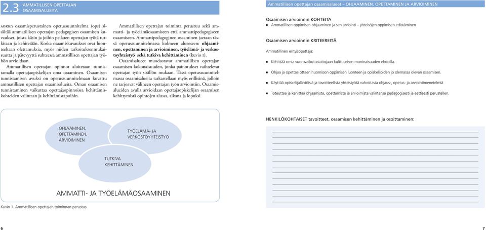 Ammatillisen opettajan opinnot aloitetaan tunnistamalla opettajaopiskelijan oma osaaminen. Osaamisen tunnistamisen avuksi on opetussuunnitelmaan kuvattu ammatillisen opettajan osaamisalueita.