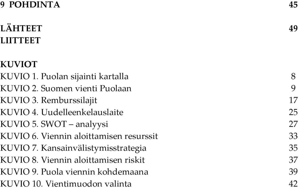 SWOT analyysi 27 KUVIO 6. Viennin aloittamisen resurssit 33 KUVIO 7.