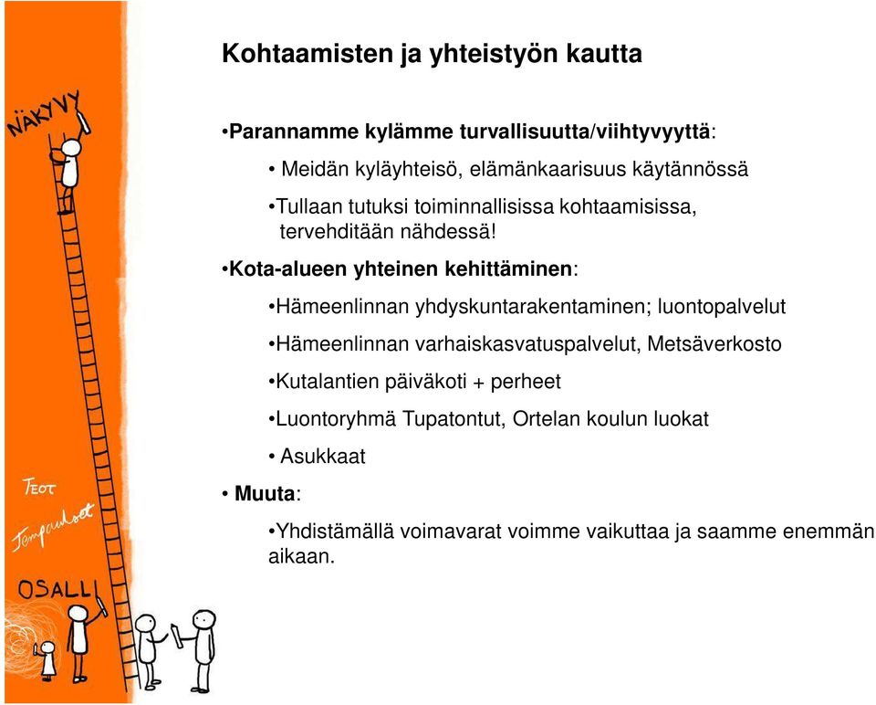 Kota-alueen yhteinen kehittäminen: Muuta: Hämeenlinnan yhdyskuntarakentaminen; luontopalvelut Hämeenlinnan