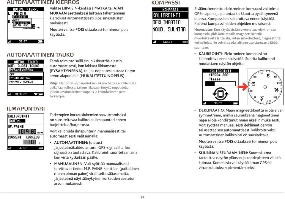 ILMAPUNTARI Vihje: Hrjoittelun/hrjoituksen ikn tietoj ei tllennet piklln olless, ti kun liikutn tietyllä nopeudell, jolloin keskimääräinen nopeus j klorilskent ovt trkempi.