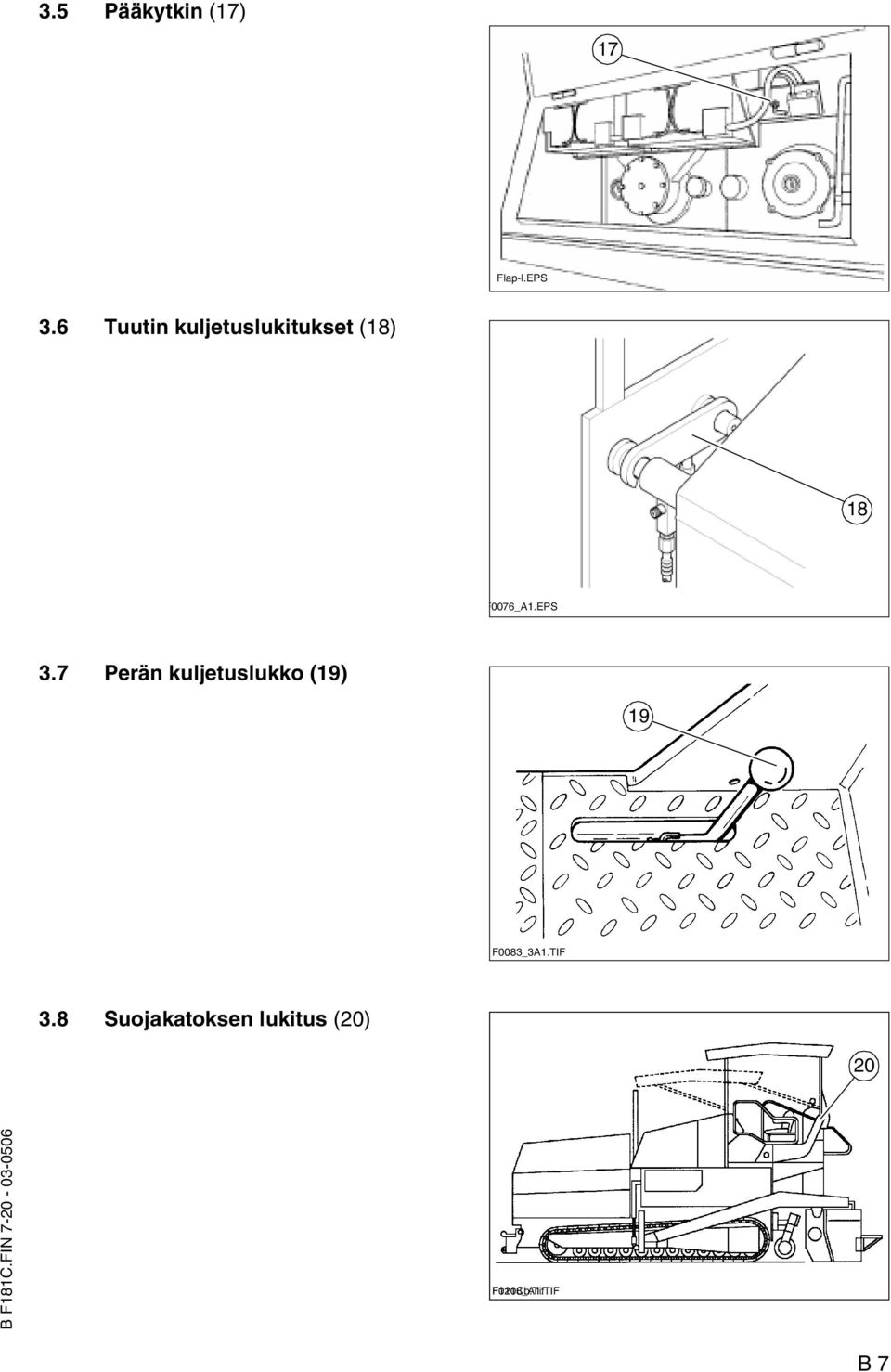 7 Perän kuljetuslukko (19) 19 F0083_3A1.TIF 3.