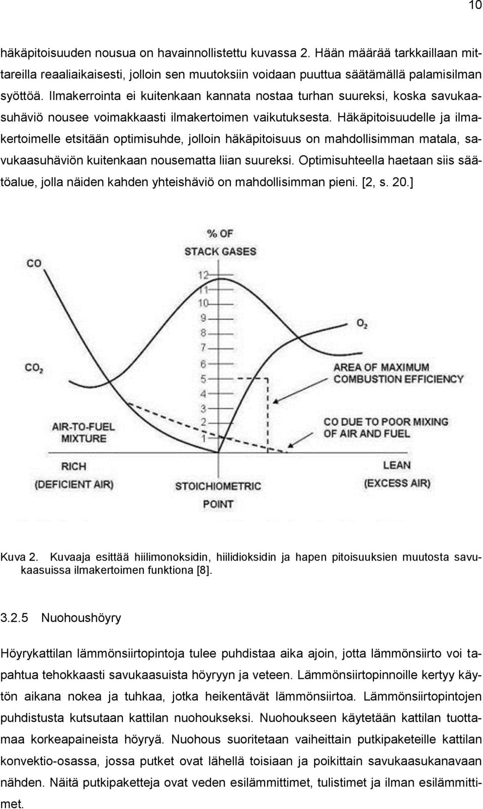 Häkäpitoisuudelle ja ilmakertoimelle etsitään optimisuhde, jolloin häkäpitoisuus on mahdollisimman matala, savukaasuhäviön kuitenkaan nousematta liian suureksi.